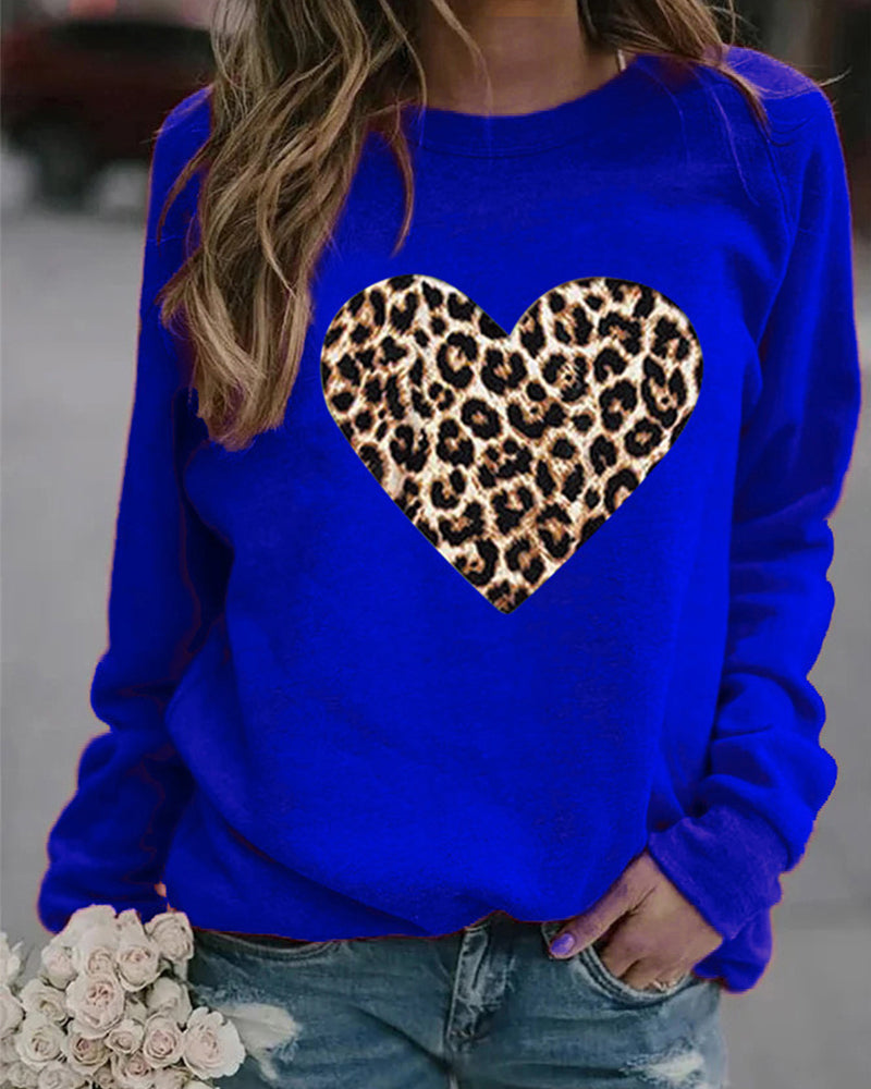 Stilla | Møder Komfort Langærmet Sweatshirt Med Leopard Hjerteprint