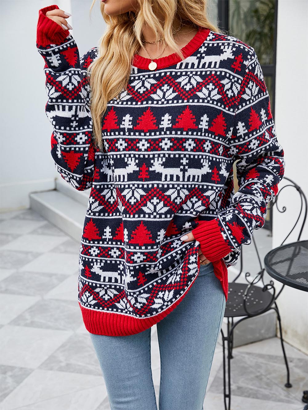 Stilla | Overdimensioneret Jule Sweater i Rensdyr Form til Damer