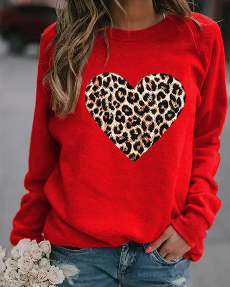 Stilla | Møder Komfort Langærmet Sweatshirt Med Leopard Hjerteprint