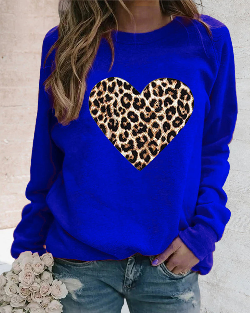 Stilla | Møder Komfort Langærmet Sweatshirt Med Leopard Hjerteprint
