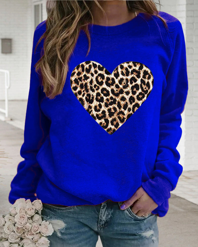 Stilla | Møder Komfort Langærmet Sweatshirt Med Leopard Hjerteprint