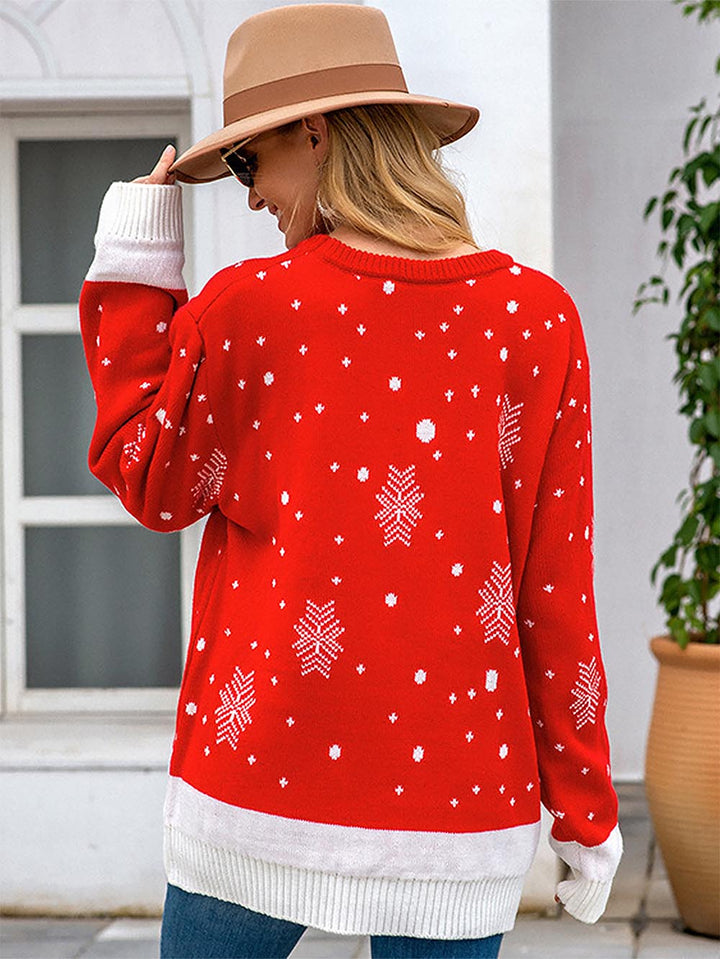 Stilla | Overdimensioneret sweater i jacquard-strik med rensdyrmotiv