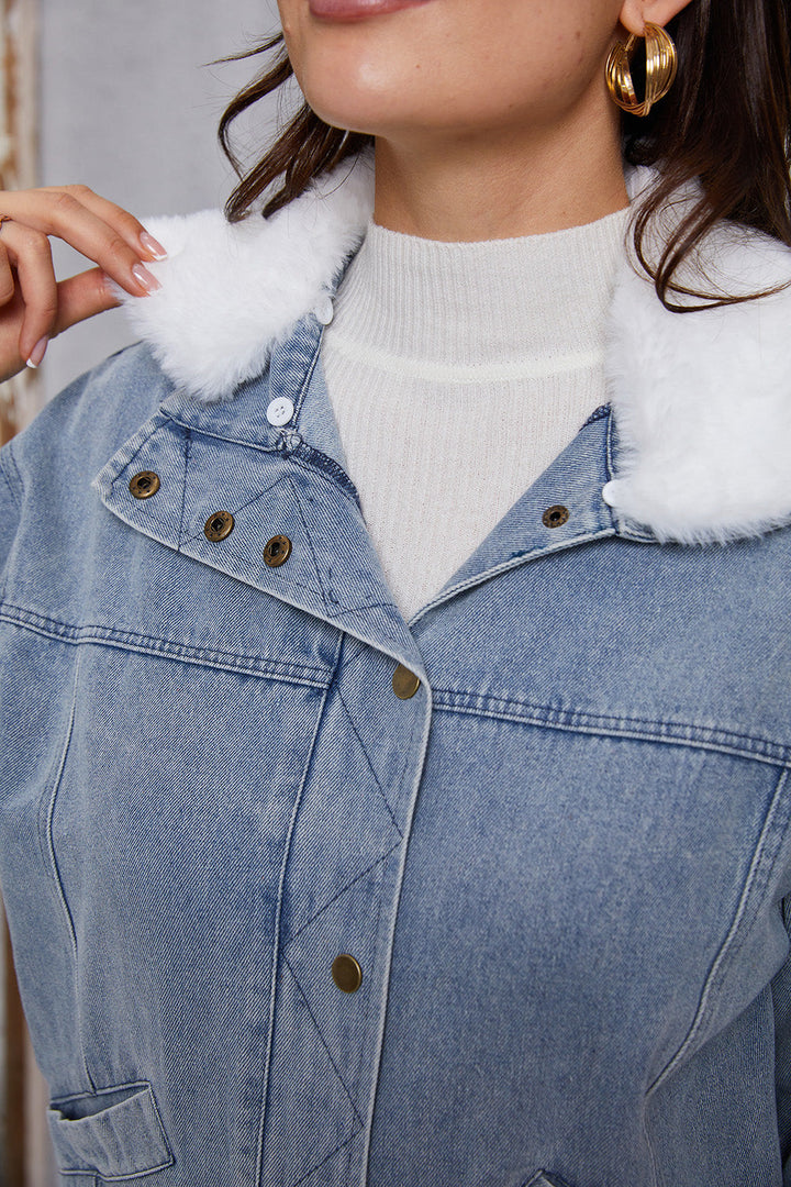Stilla | Nedrullet Hals Denimjakke