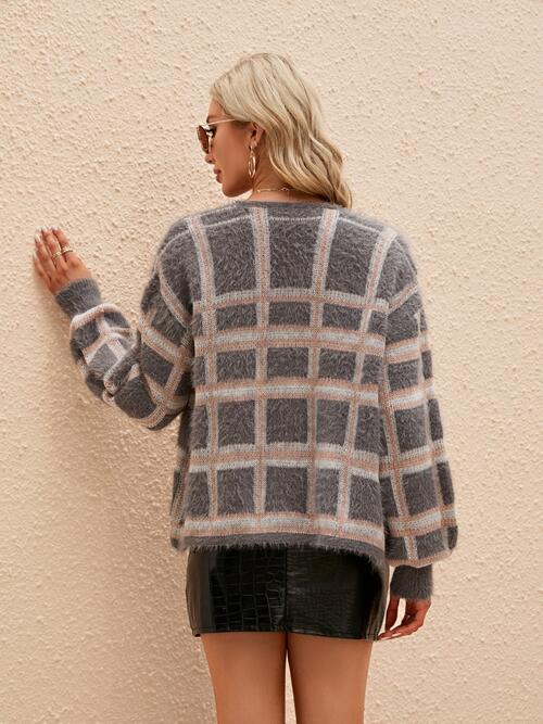 Stilla | Front Plaid Langærmet Cardigan