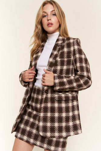Stilla | The Why Fuldt Størrelse Ternet Børstet En Knap Blazer