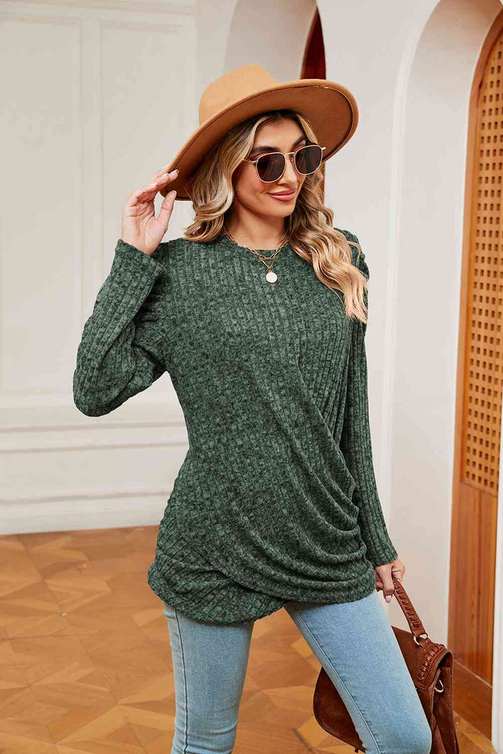 Stilla | Ærme Ribbet Twisted Top