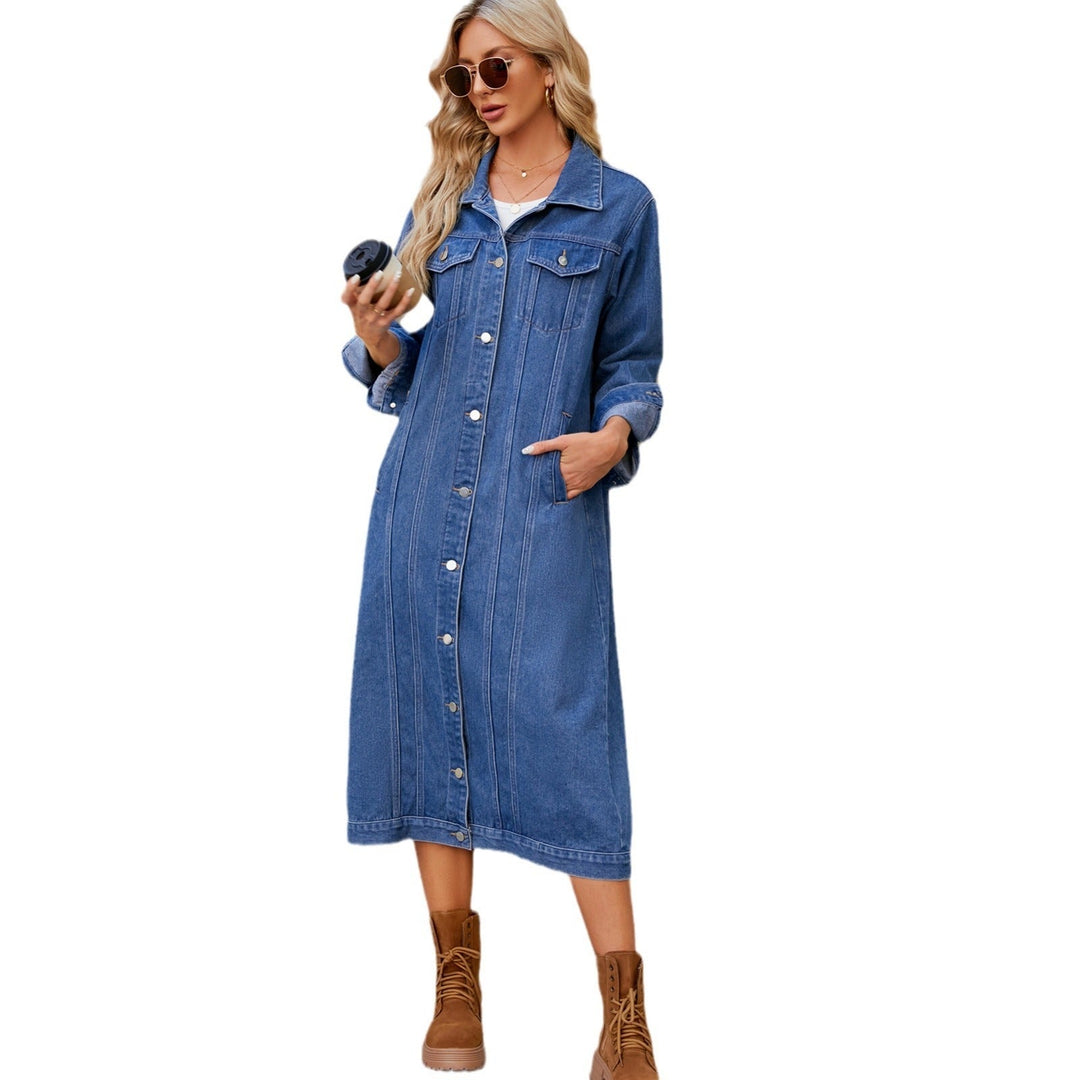 Stilla | Lang Denimjakke Knaplukning Casual & Trendy