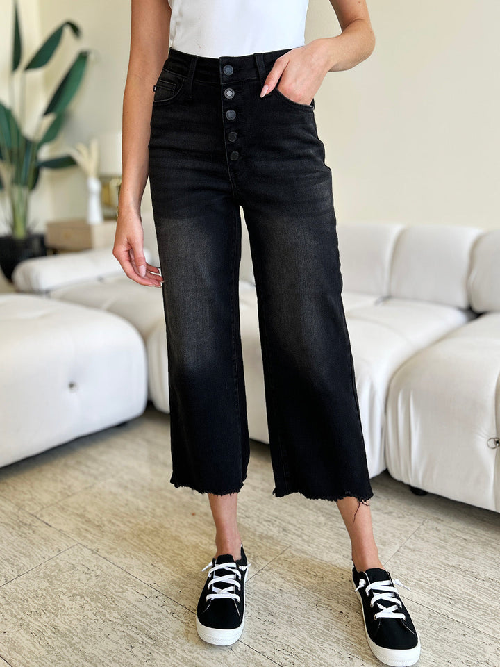 Stilla | Blå Fulde Størrelse Høj Talje Knap Flyn Jeans