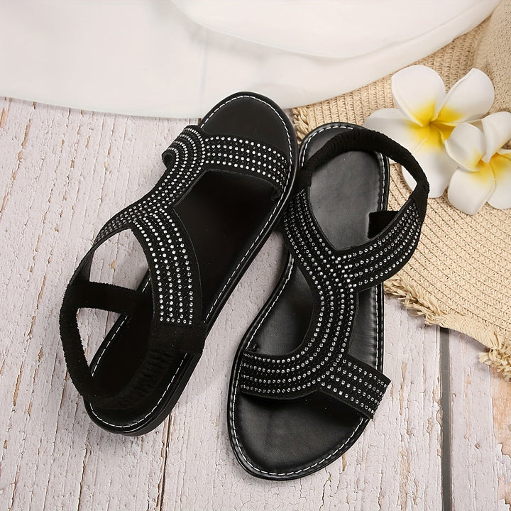 Stilla | Sommer Flade Sko Med Krystal Dekoration, Åndbare Slip on Sko
