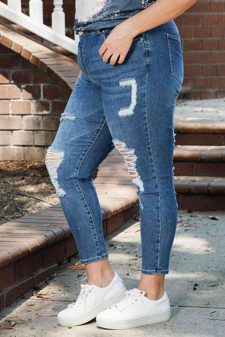 Stilla | Størrelse Distressed Skinny Jeans