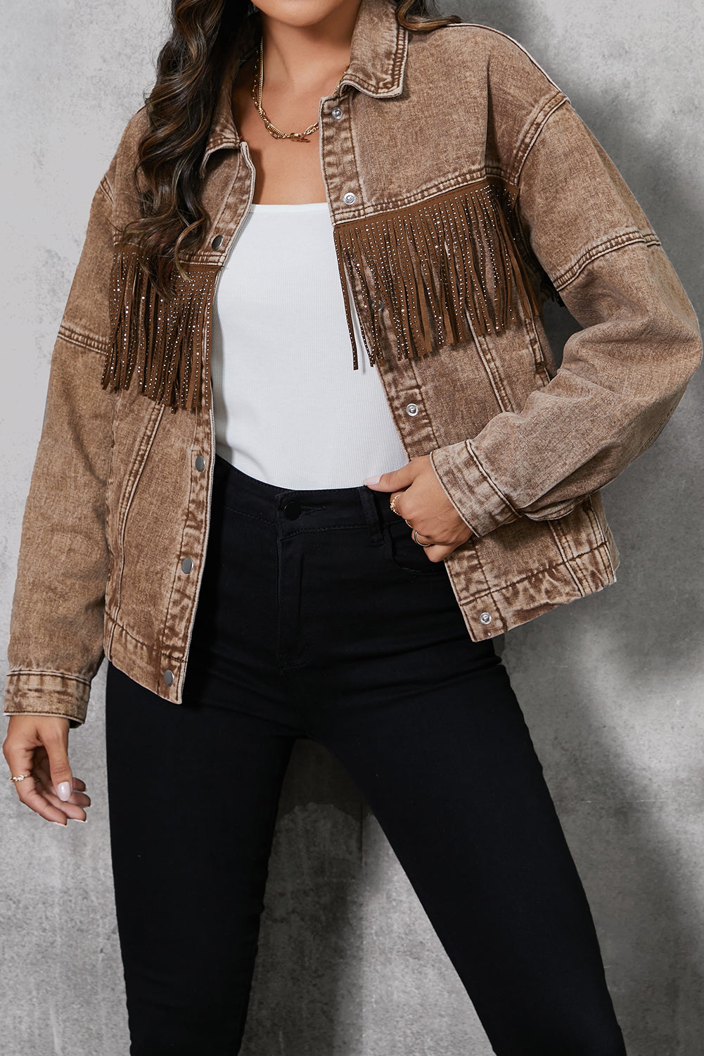Stilla | Trim Snap Down Denim Jakke