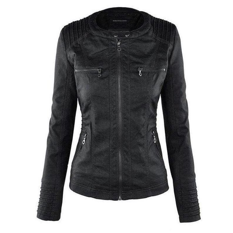 Stilla | Dame Slim Fit PU-Læder Zip-Up Hoodie