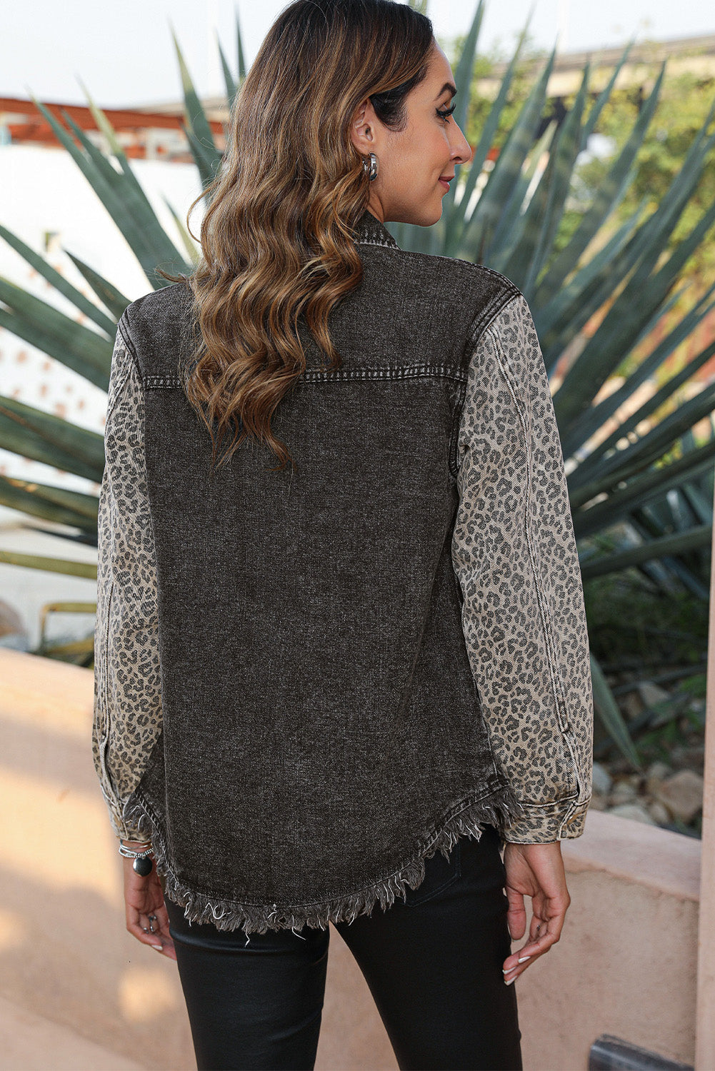 Stilla | Leopard Snap Down Denim Jakke
