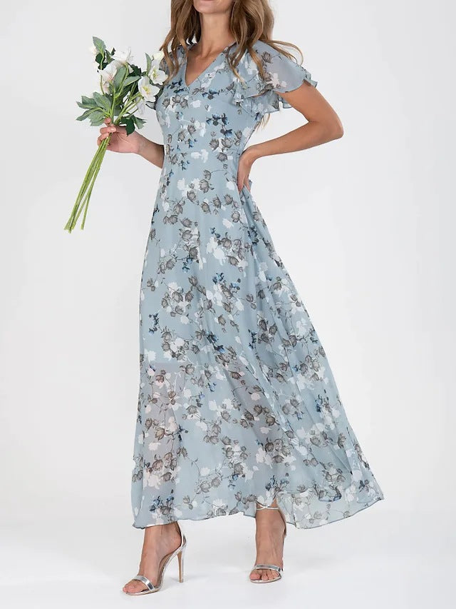 Stilla | Lang Kjole Med Floralprint