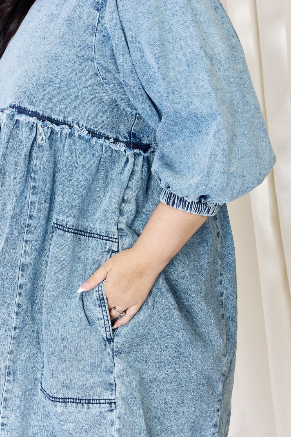 Stilla | Full Size Oversized Denim Babydoll Kjole