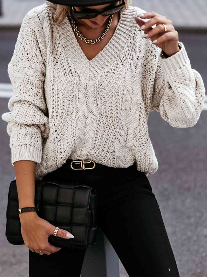Stilla | Hals Cable-strikket Langærmet Sweater