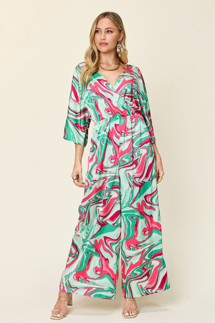 Stilla | Tag Ful Størrelse Halv Ærme Bred Ben Jumpsuit