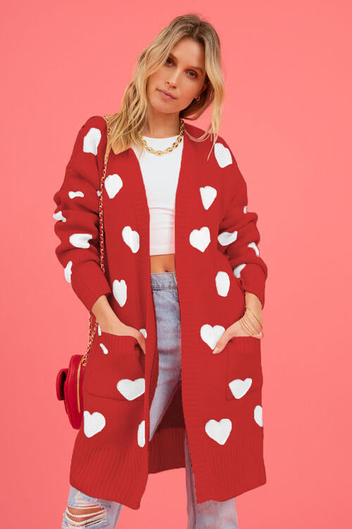 Stilla | Grafisk Åben Front Cardigan Med Lommer