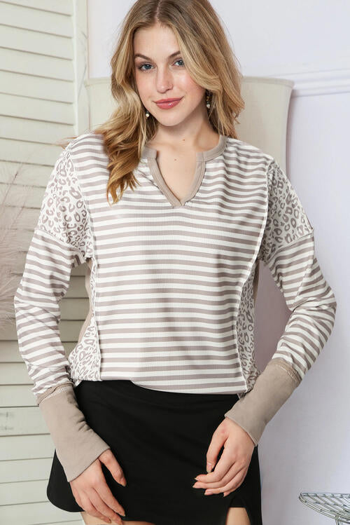 Stilla | Søm Stribet Notch Bluse