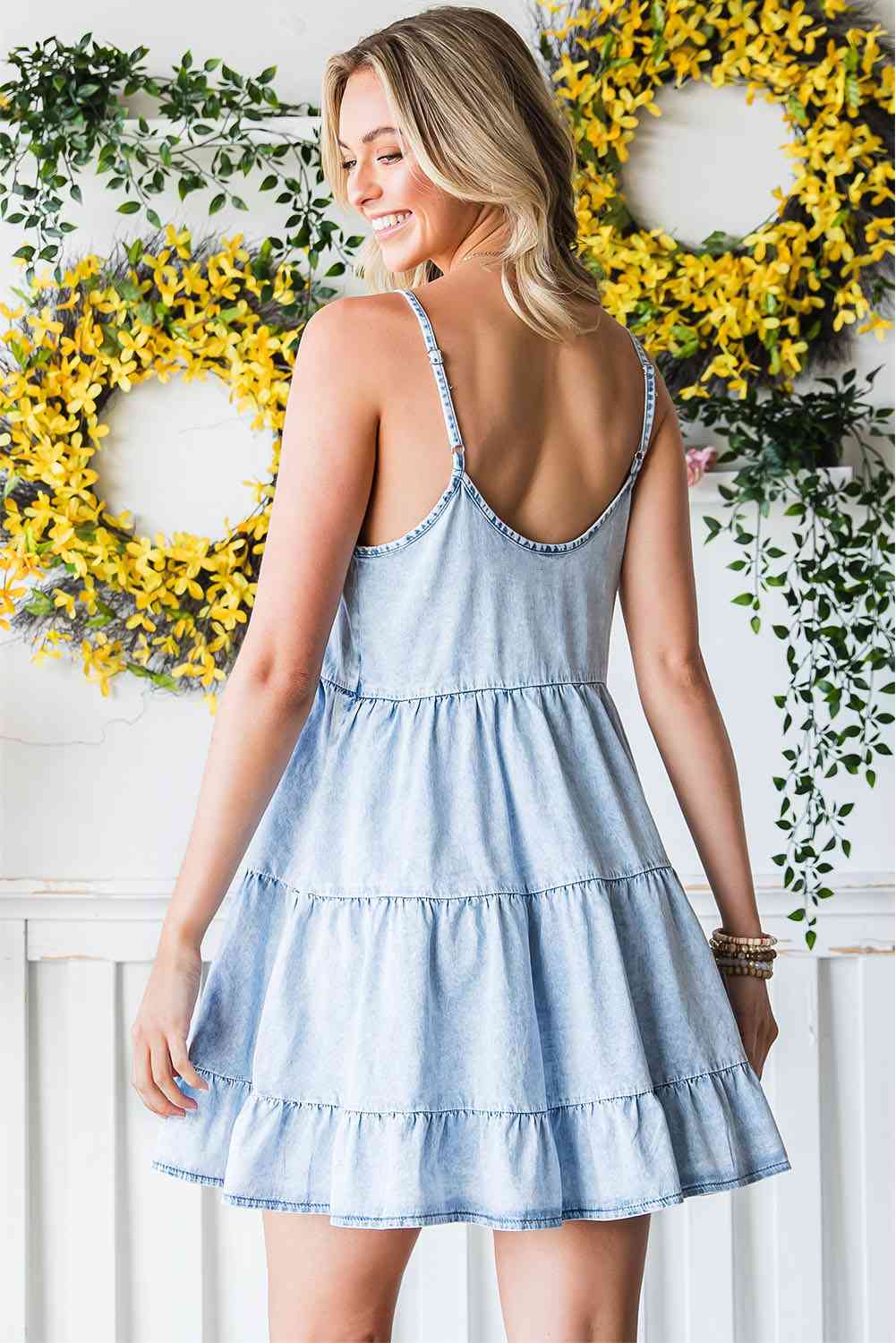 Stilla | Strop Tiered Denim Kjole