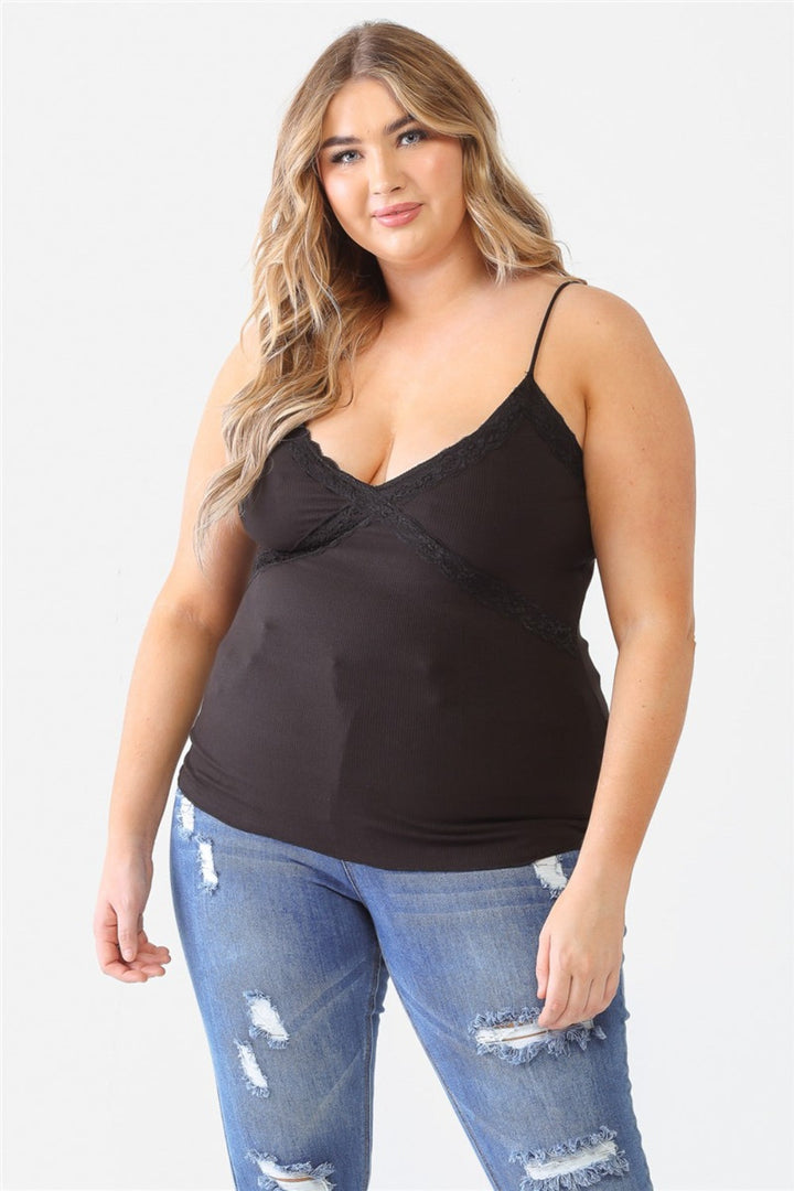 Stilla | Plus Size Blonder Detail V-Hals Cami