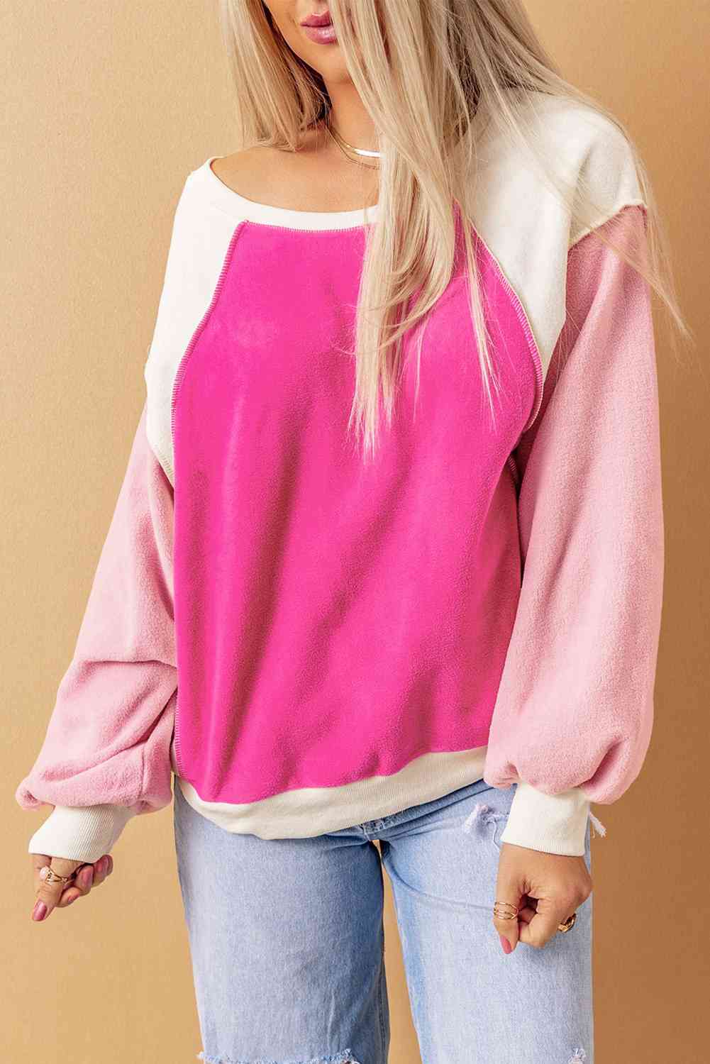 Stilla | Hals Nedsat Skulder Farveblok Sweatshirt