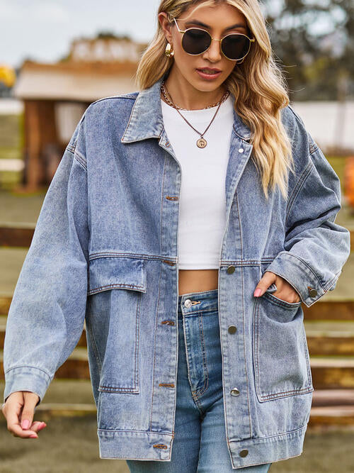 Stilla | Hals Knap-op Denim Jakke