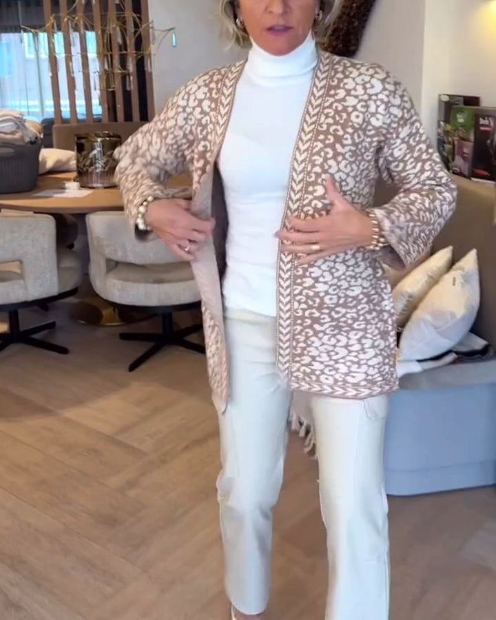 Stilla | Knapløs Schnürmitte leopardjacquard