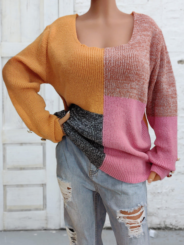 Stilla | Block Dekorativ Knap Langærmet Sweater