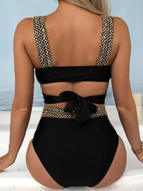 Stilla | Kvinders Bikinier Metal Sling Høj Talje Cutout to Delt Bikini