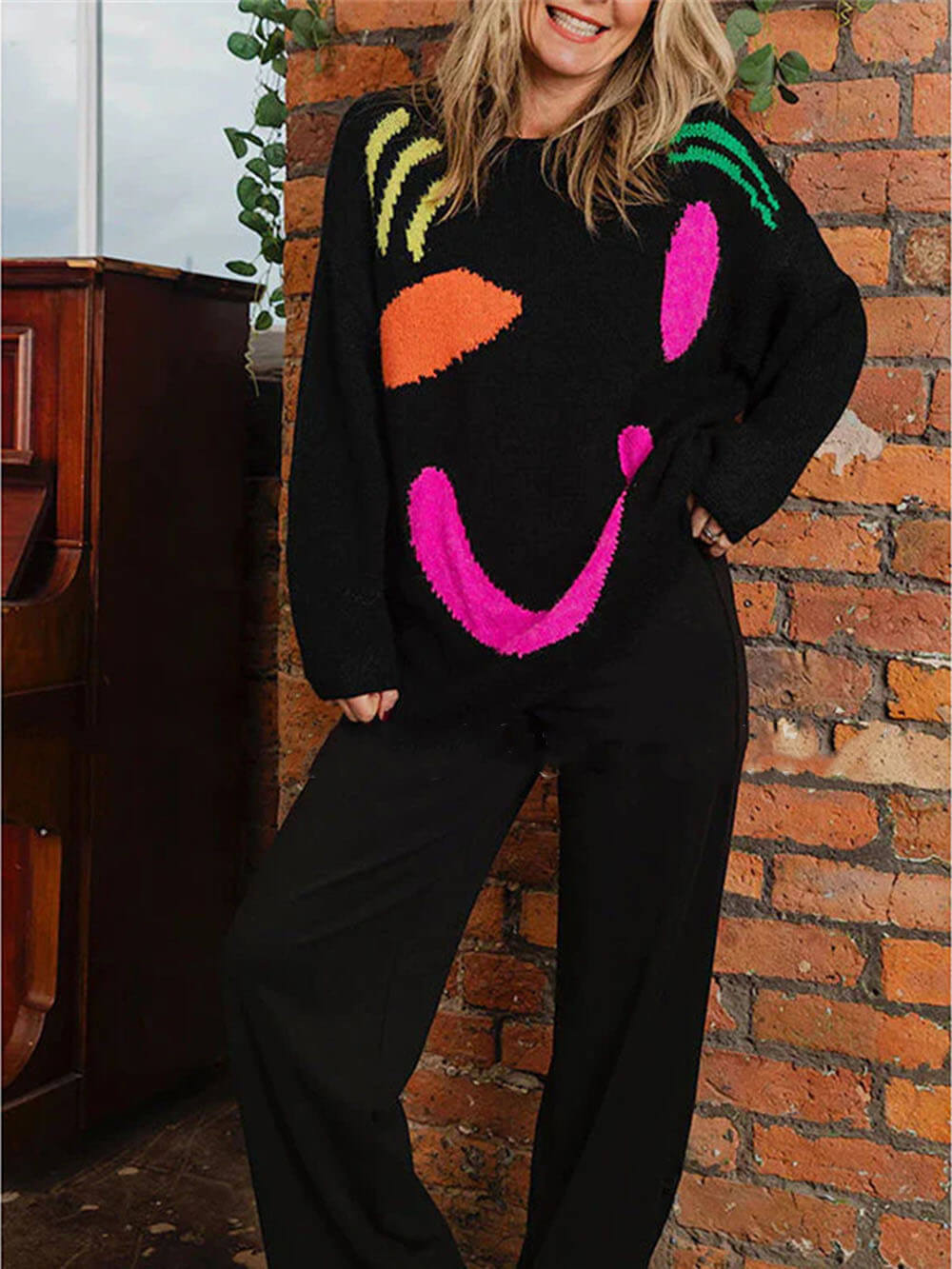 Stilla | Overstørrelse Dame Sweatshirt Af Strik Med Lange Ærmer