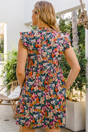Stilla | Fuldt Storrelse Floral Ruffled Cap Sleeve Mini Kjole