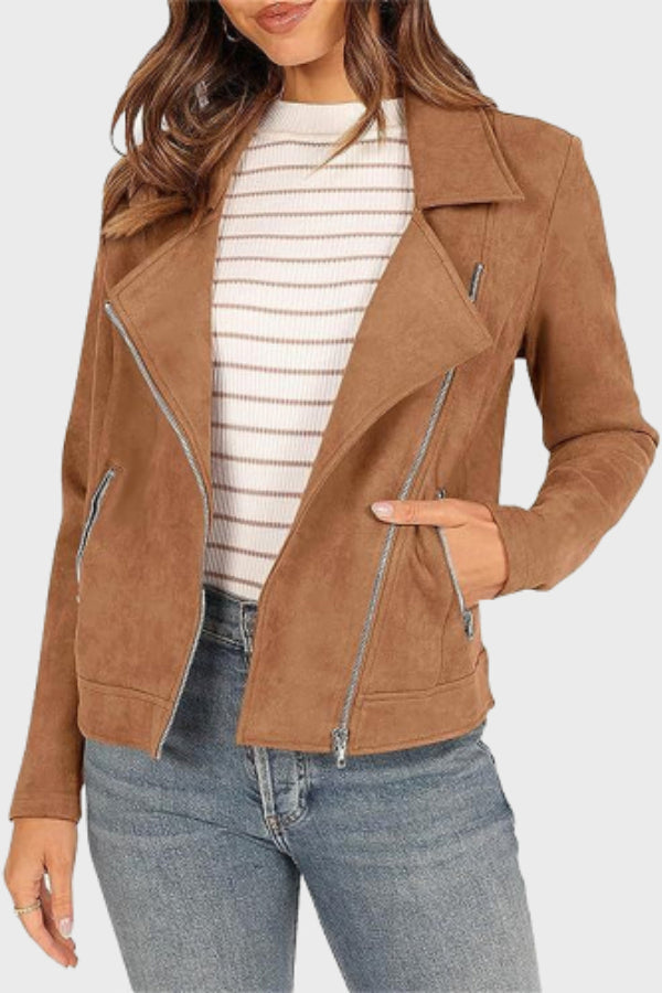 Stilla | Suedes Cropped Bikerjakke