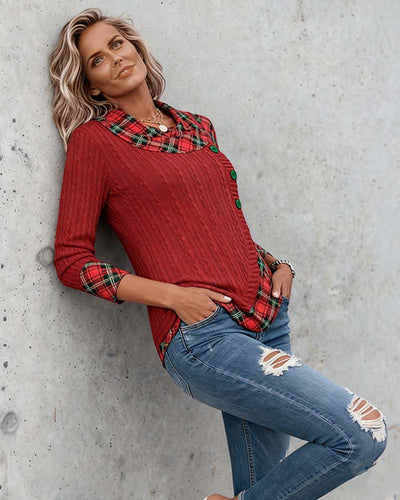 Stilla | Langærmet Top med ternet patchwork