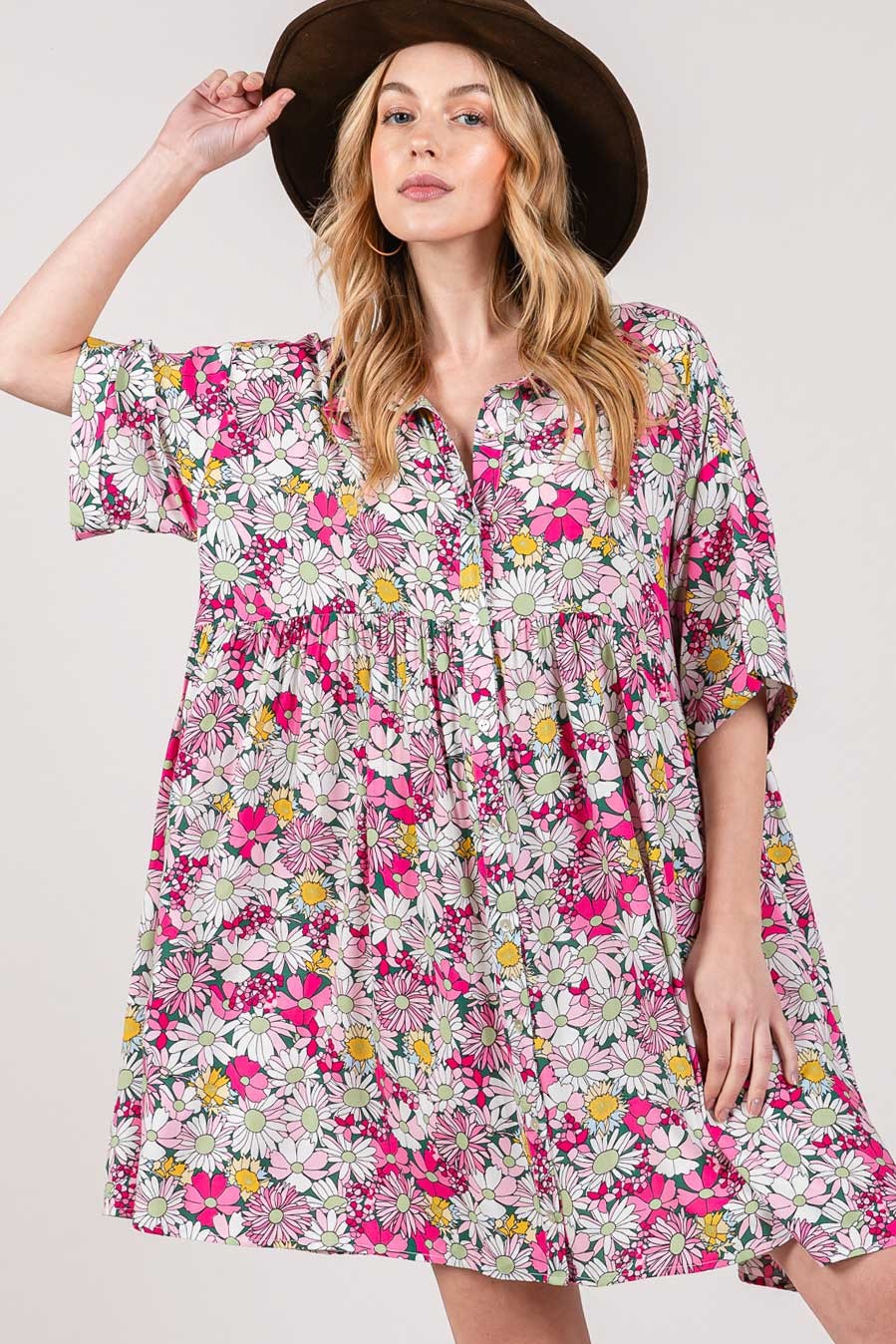 Stilla | FIG Floral Button Down Mini Skjortekjole