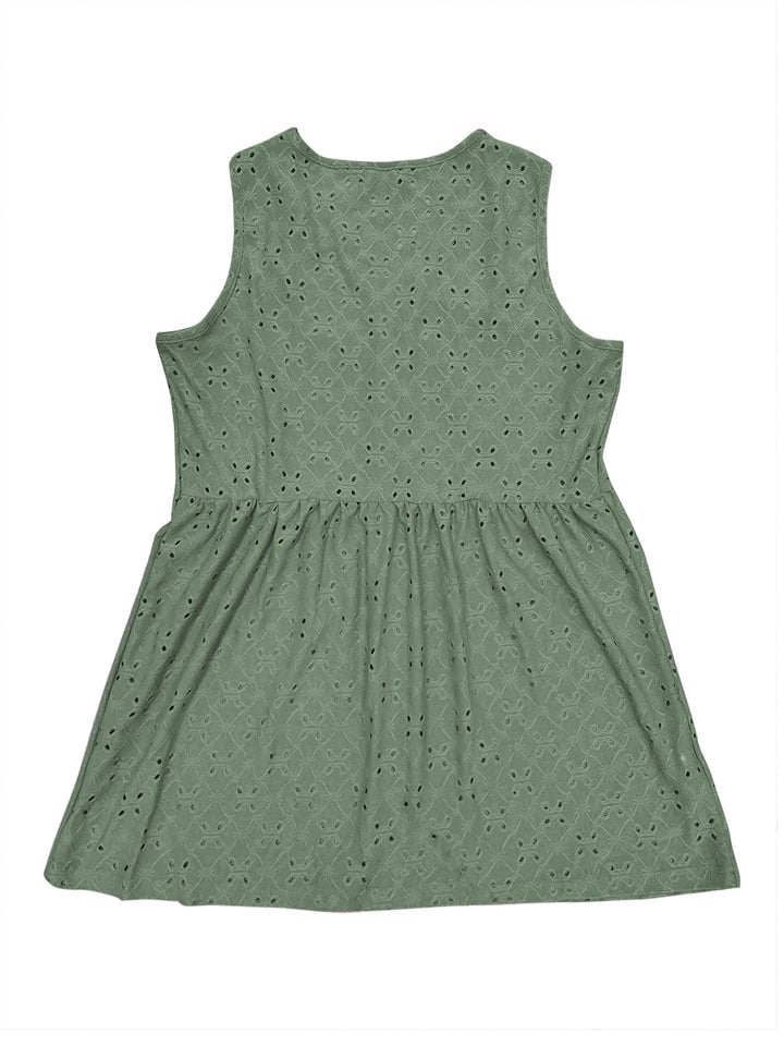 Stilla | Plus Size Eyelet Knap Op V-Hals Tank