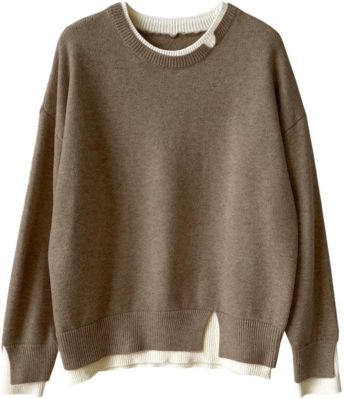Stilla | Pullover med lange ærmer i blokfarve beige