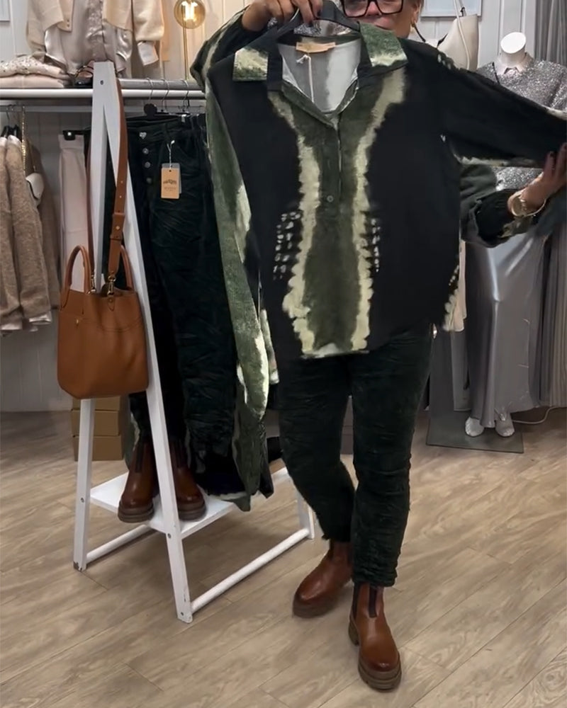 Stilla | Revers Retro Farveblok Lange Ærmer