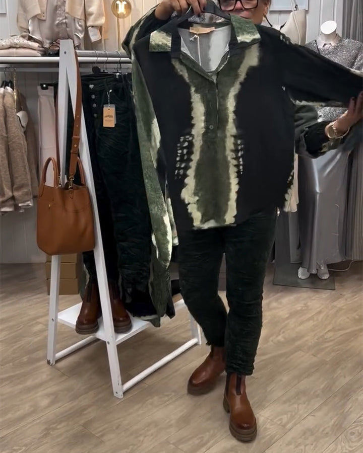 Stilla | Revers Retro Farveblok Lange Ærmer