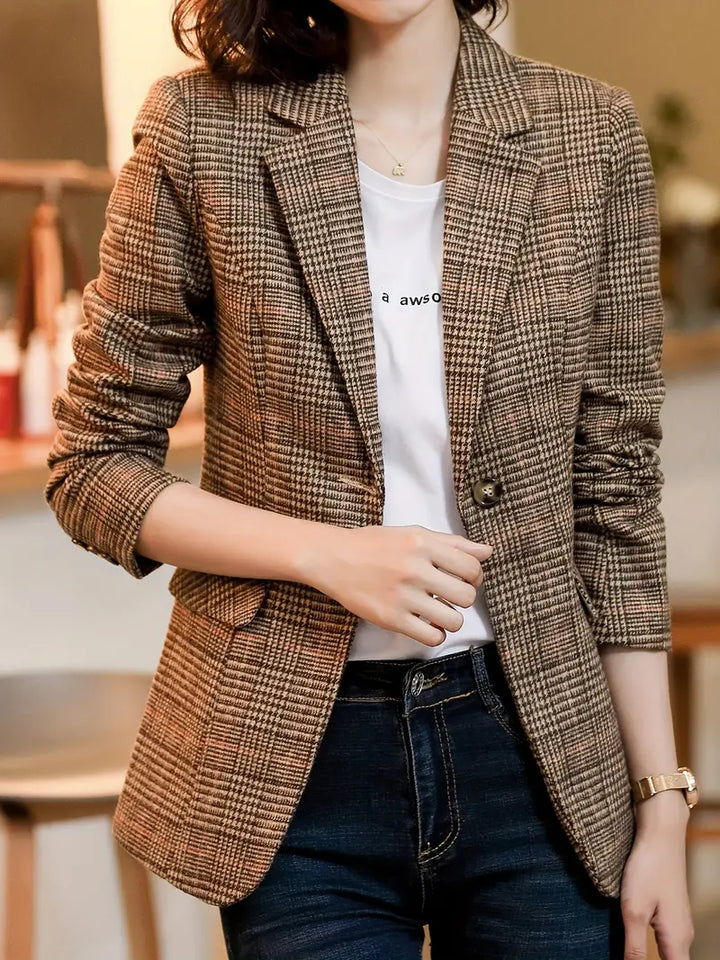 Stilla | Blazer Med Ruder Med Klap Og En Knap