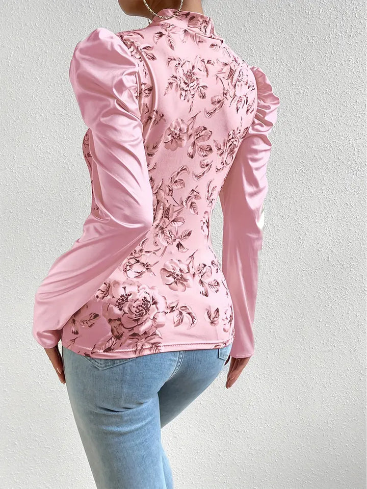 Stilla | Satinbluse med puffærmer