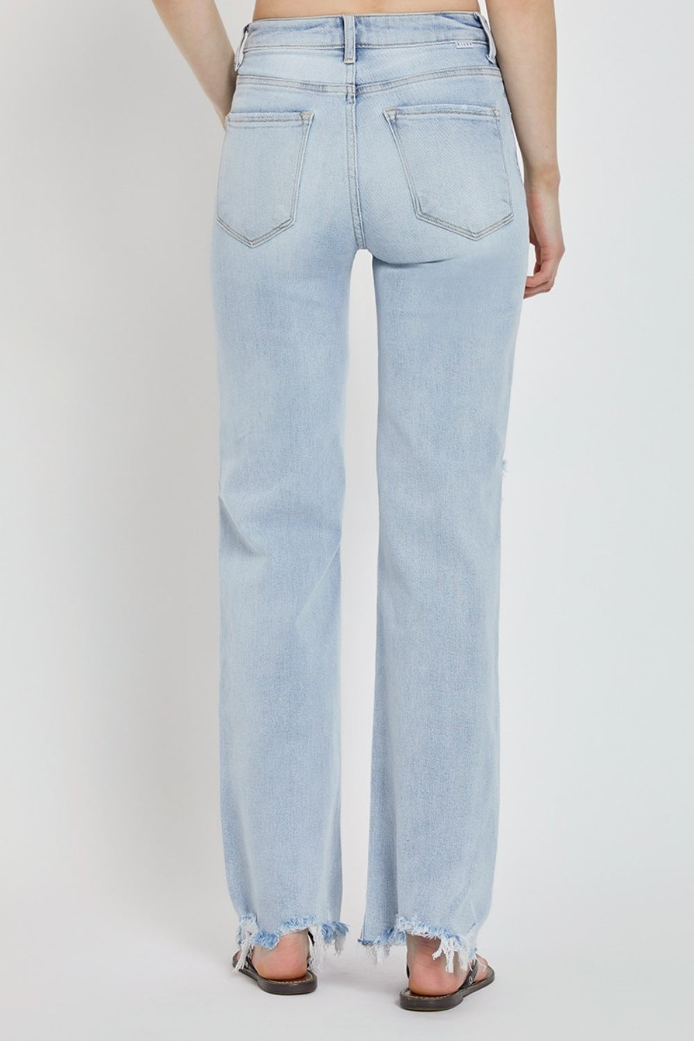 Stilla | Full Size Høj Talje Distressed Bred Ben Jeans
