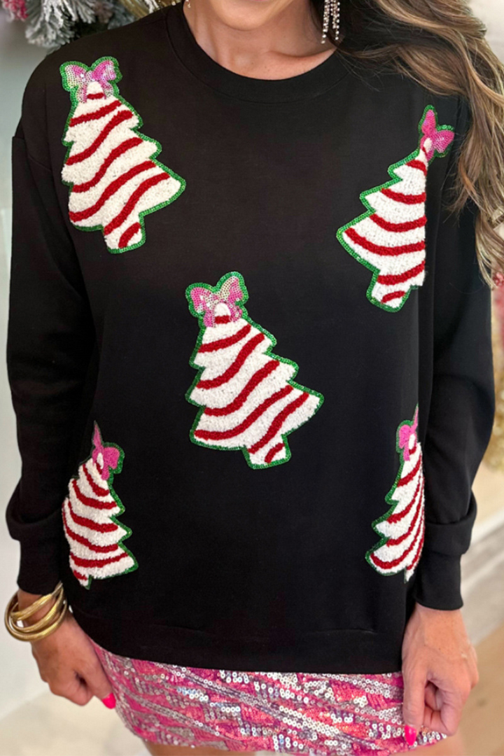 Stilla | Casual Juletræ Pailletter O-Hals Sweats