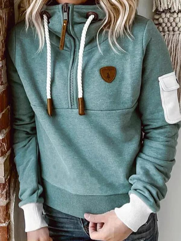 Stilla | Langeærmet Hættepullover i Grøn Med Snørebånd