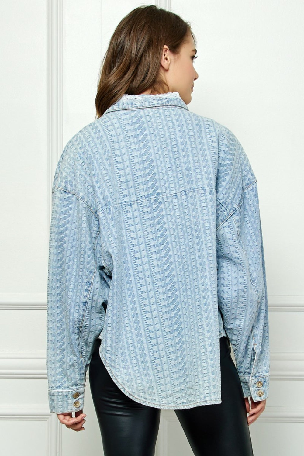 Stilla | Knapper Op Droppet Skulder Denim Top