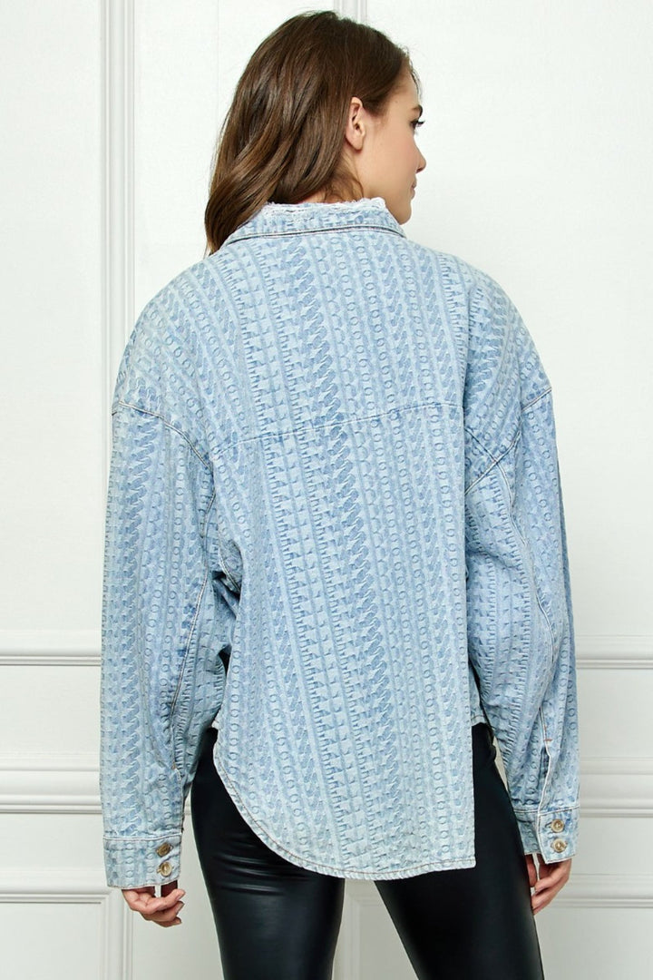 Stilla | Knapper Op Droppet Skulder Denim Top