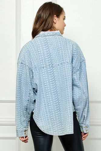 Stilla | Button Up Dropped Shoulder Denim Top