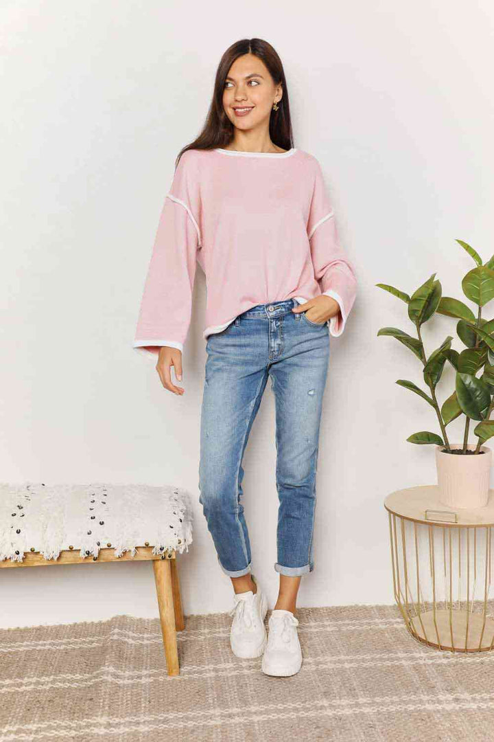 Stilla | Tag Kontrastdetalje Dropped Shoulder Strik Top