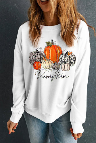 Stilla | Sweatshirt med faldende skuldre og græskarmønster