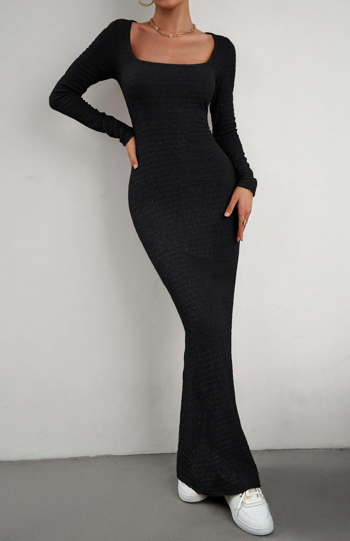 Stilla | Ærme Fyrkantet Hals Maxi Bodycon Kjole